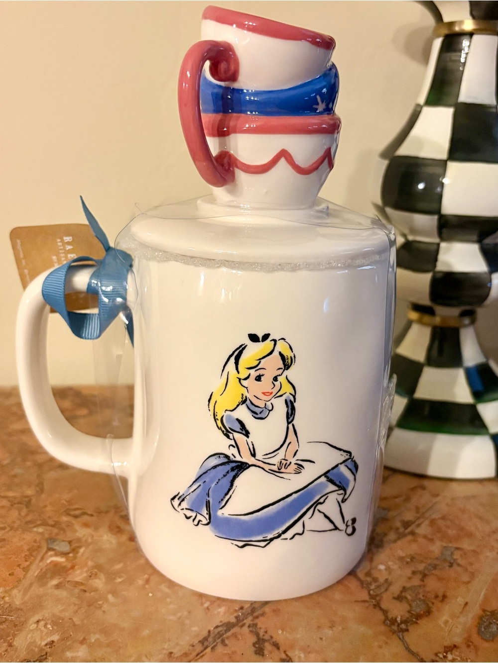 Rae Dunn x Disney Alice in Wonderland Tea Time Mug with Teacup Lid